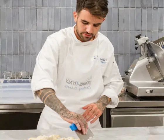 Chef making fresh pasta