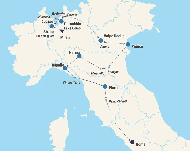Italy at a Glance itinerary